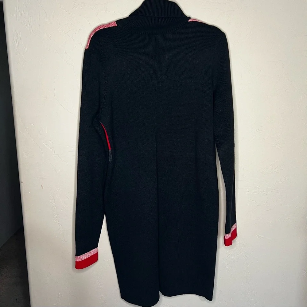 Free People Winter Break Black‎ Red Colorblock Ribbed Turtleneck Sweater Dress